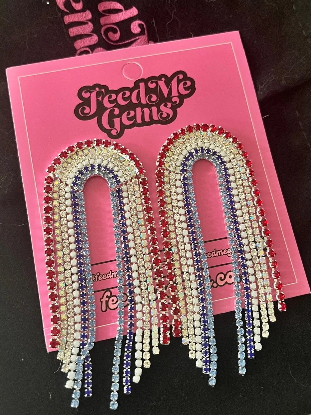 Feed Me Gems USA Rainbow Earrings